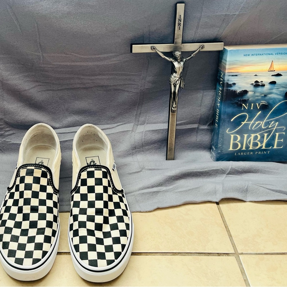 Vans Black and White Checkered Slip-On Shoes